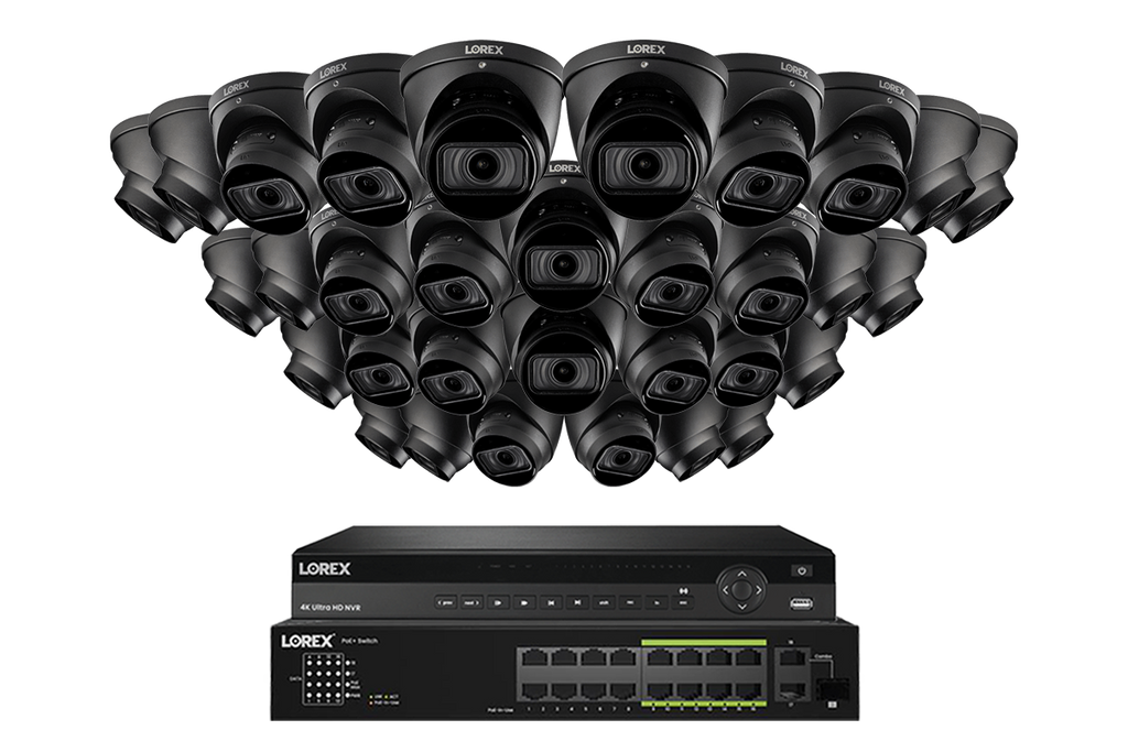 Lorex 4K (32 Camera Capable) 6TB Wired NVR System with Nocturnal 3 Smart IP Turret Cameras Featuring Motorized Varifocal Lens and 30FPS Recording