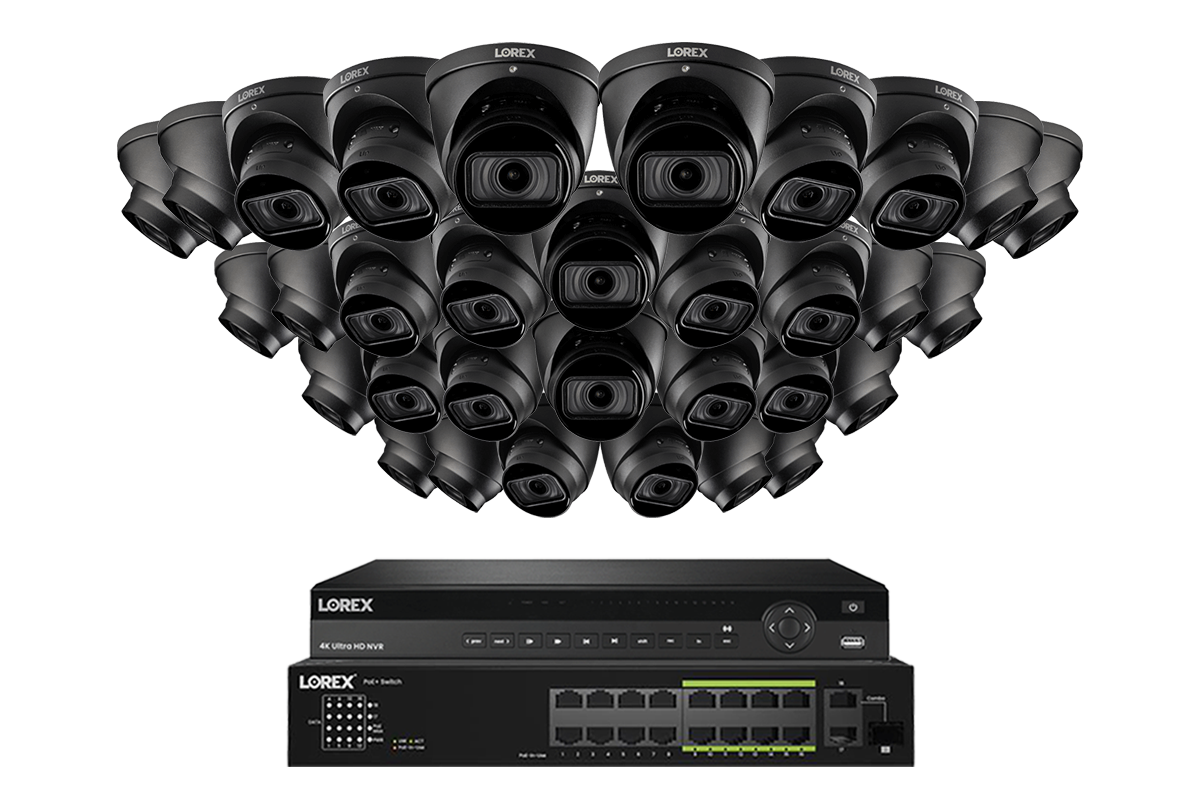 Lorex 4K (32 Camera Capable) 6TB Wired NVR System with Nocturnal 3 Smart IP Turret Cameras Featuring Motorized Varifocal Lens and 30FPS Recording