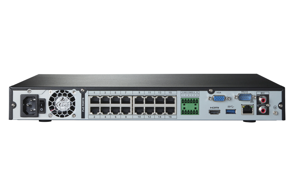 Lorex 4K (16 Camera Capable) 6TB Wired NVR System with Nocturnal 3 Smart IP Dome Cameras with Listen-in Audio and Motorized Varifocal Lenses