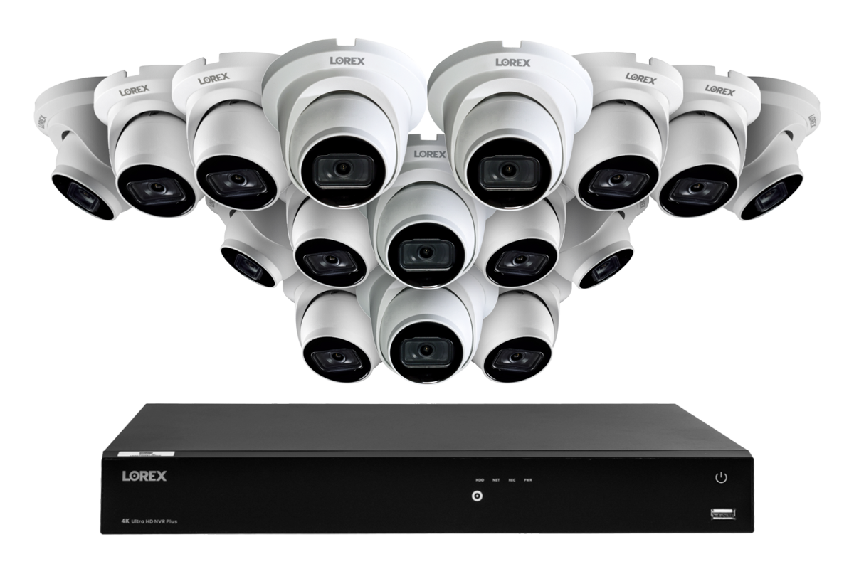 Lorex Fusion Series 4K 16 Camera Capable (Wired or Fusion Wi-Fi) 4TB Wired NVR System with A14 IP Turret Cameras