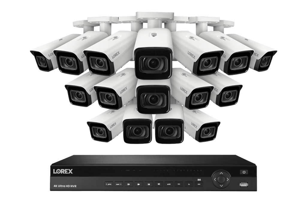 Lorex 4K (16 Camera Capable) 4TB Wired NVR System with Nocturnal 3 Smart IP Bullet Cameras with Motorized Varifocal Lens