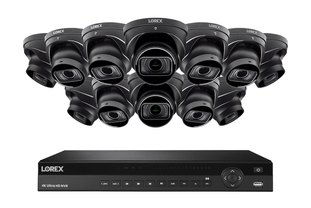 Lorex 4K (16 Camera Capable) 6TB Wired NVR System with Nocturnal 3 Smart IP Dome Cameras with Listen-in Audio and Motorized Varifocal Lenses