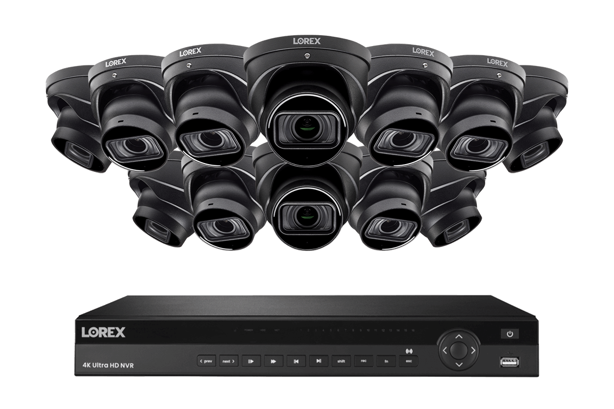 Lorex 4K (16 Camera Capable) 6TB Wired NVR System with Nocturnal 3 Smart IP Dome Cameras with Listen-in Audio and Motorized Varifocal Lenses