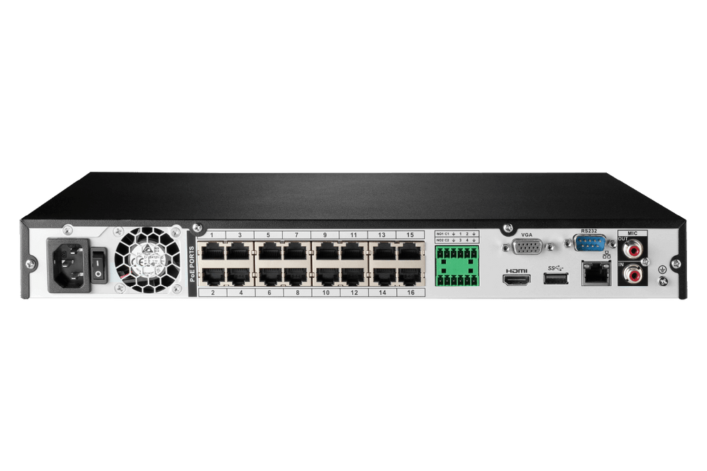 Lorex Fusion Series 4K 16 Camera Capable (Wired or Fusion Wi-Fi) 4TB Wired NVR System with H12 Wired 4K IP Turret Cameras