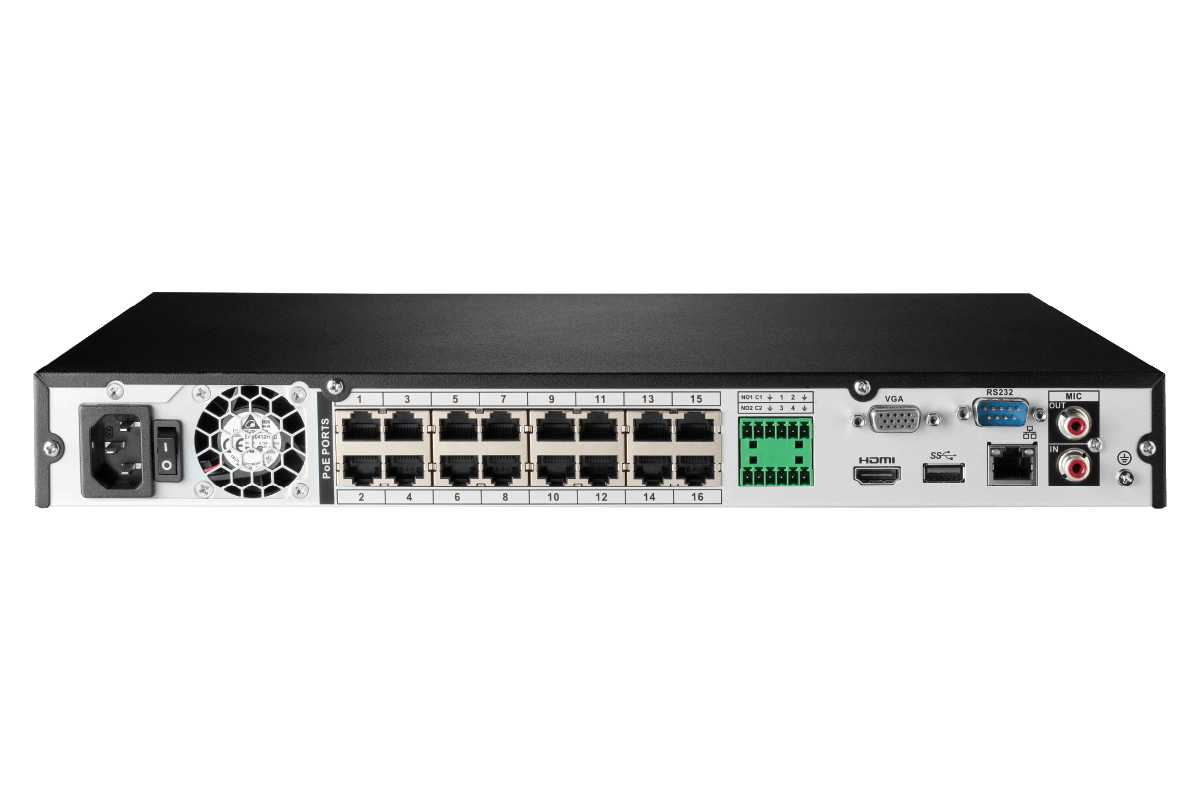 Lorex Fusion Series 4K 16 Camera Capable (Wired or Fusion Wi-Fi) 4TB Wired NVR System with H12 Wired 4K IP Turret Cameras