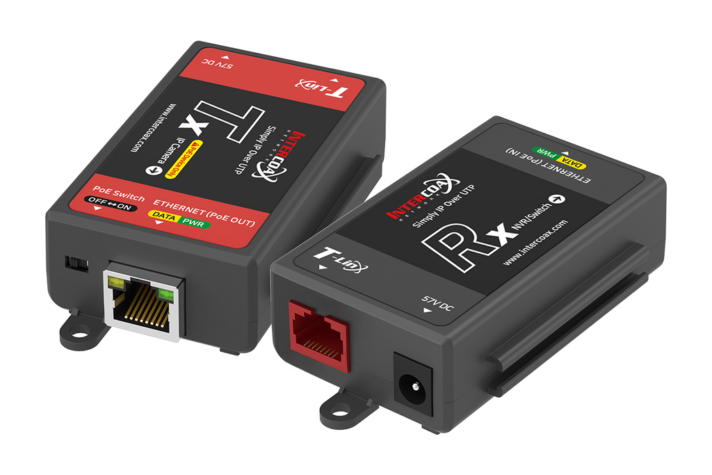 Single Port IP & PoE Cat5e Extender Set (400m/1300ft end-to-end PoE Injector)