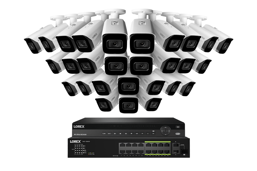 Lorex 4K (32 Camera Capable) 6TB Wired NVR System with Nocturnal 3 Smart IP Bullet Cameras Featuring Listen-In Audio and 30FPS Recording