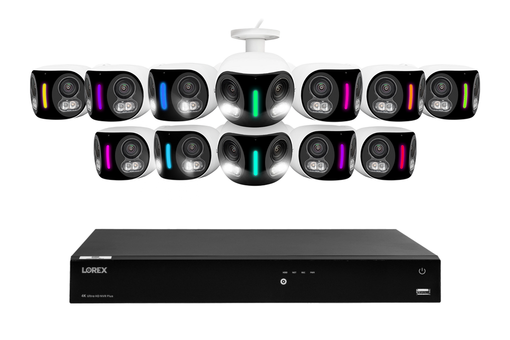 Lorex Fusion Series 4K 16 Camera Capable (Wired or Fusion Wi-Fi) 4TB Wired NVR System with H20 IP Dual Lens Cameras