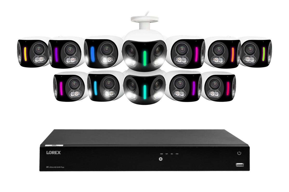 Lorex Fusion Series 4K 16 Camera Capable (Wired or Fusion Wi-Fi) 4TB Wired NVR System with H20 IP Dual Lens Cameras
