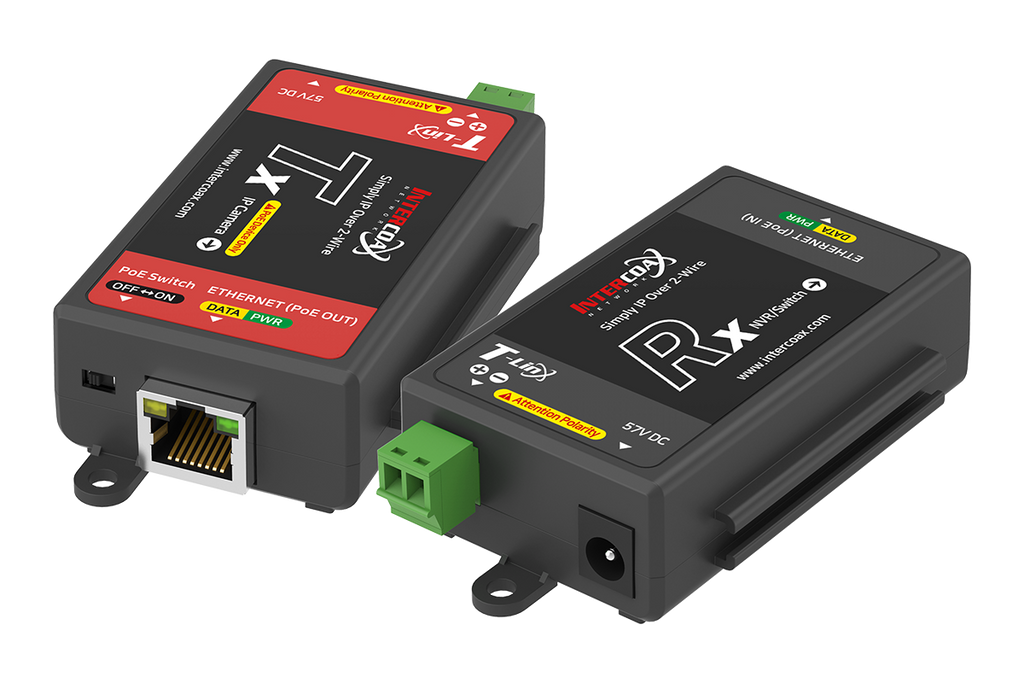 Single Port IP & PoE over 2-wire Set (300m/1000ft end-to-end converters)