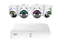 Lorex 4K Fusion 2TB Wired NVR System with Four 4K IP Turret Smart Security Lighting Cameras