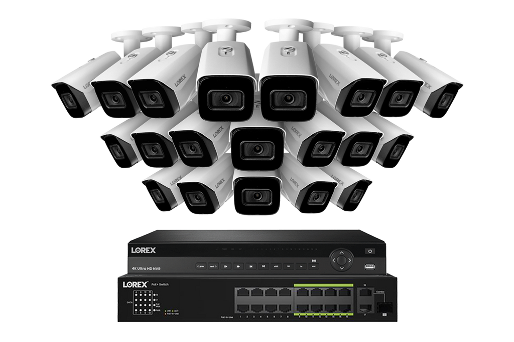 Lorex 4K (32 Camera Capable) 6TB Wired NVR System with Nocturnal 3 Smart IP Bullet Cameras Featuring Listen-In Audio and 30FPS Recording