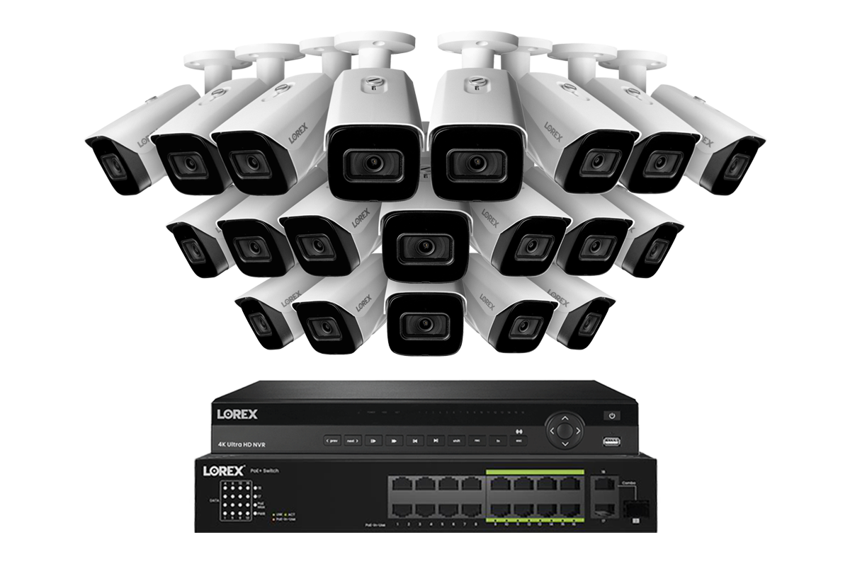 Lorex 4K (32 Camera Capable) 6TB Wired NVR System with Nocturnal 3 Smart IP Bullet Cameras Featuring Listen-In Audio and 30FPS Recording
