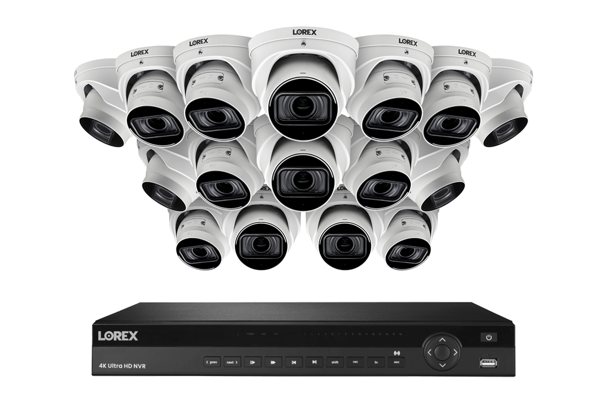 Lorex 4K (16 Camera Capable) 6TB Wired NVR System with Nocturnal 3 Smart IP Dome Cameras with Listen-in Audio and Motorized Varifocal Lenses