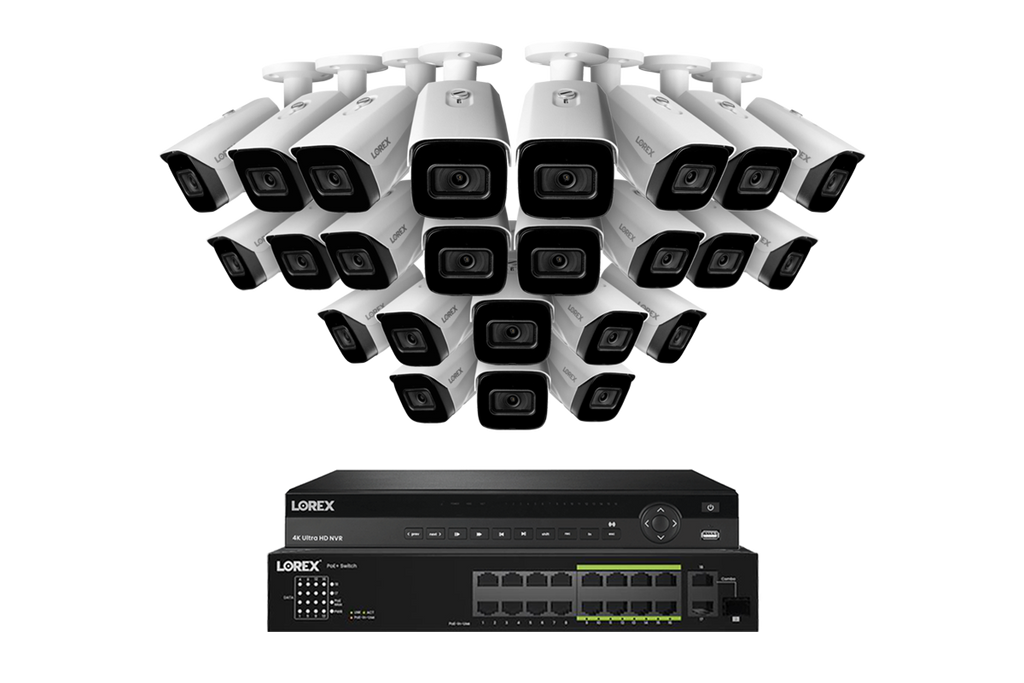Lorex 4K (32 Camera Capable) 6TB Wired NVR System with Nocturnal 3 Smart IP Bullet Cameras Featuring Listen-In Audio and 30FPS Recording