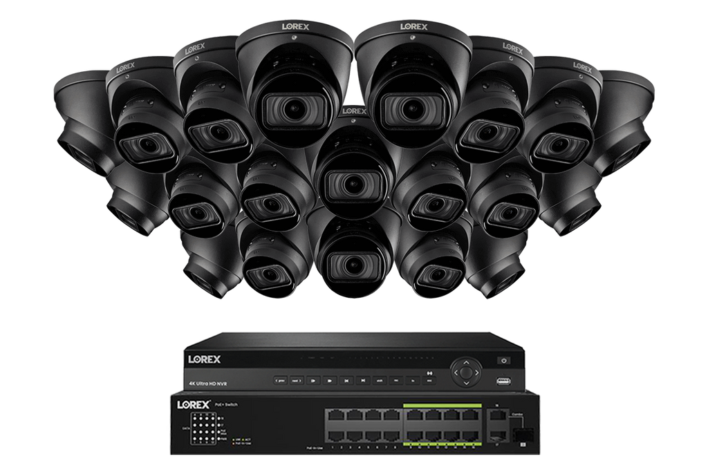 Lorex 4K (32 Camera Capable) 6TB Wired NVR System with Nocturnal 3 Smart IP Turret Cameras Featuring Motorized Varifocal Lens and 30FPS Recording