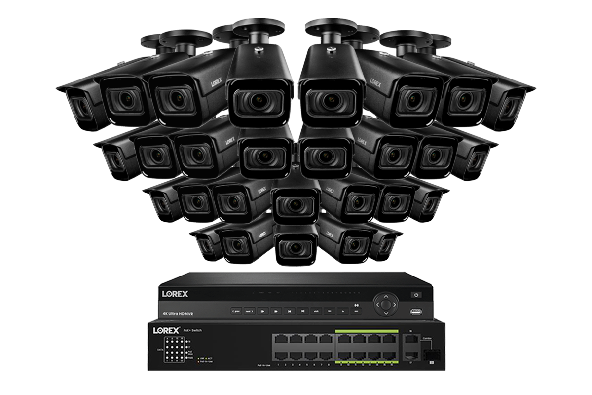 Lorex 4K (32 Camera Capable) 6TB Wired NVR System with Nocturnal 3 Smart IP Bullet Cameras Featuring Motorized Varifocal Lens and 30FPS Recording