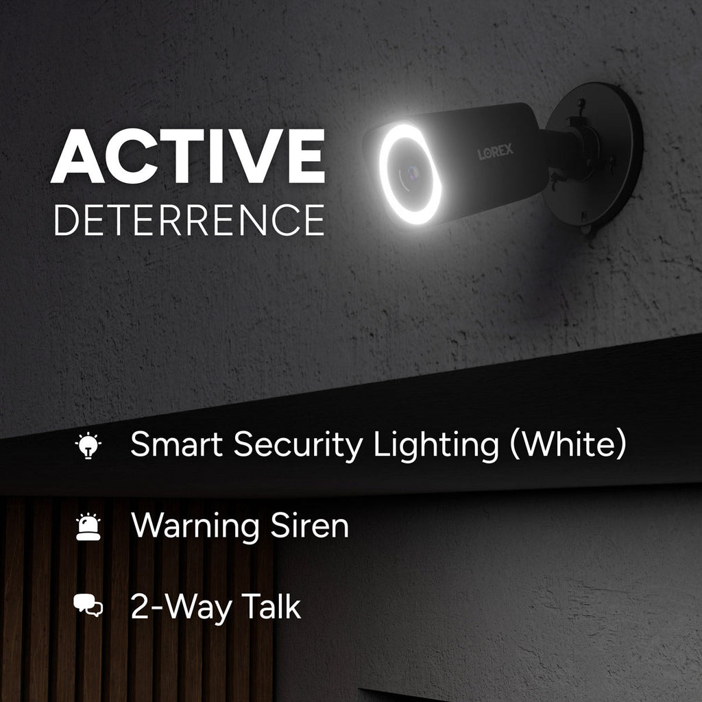 Lorex Connect V3 4K Wired PoE Bullet Camera with Smart Security Lighting - White/Black