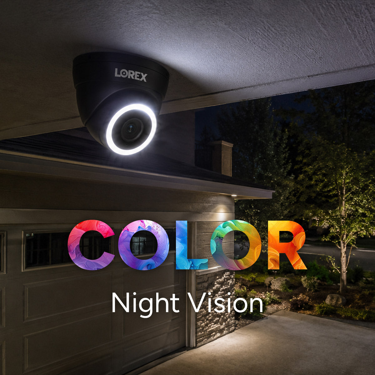 Lorex Connect V3 4K Wired PoE Turret Camera with Smart Security Lighting - White/Black