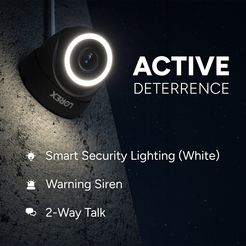 Lorex Connect V3 4K Wired PoE Turret Camera with Smart Security Lighting - White/Black