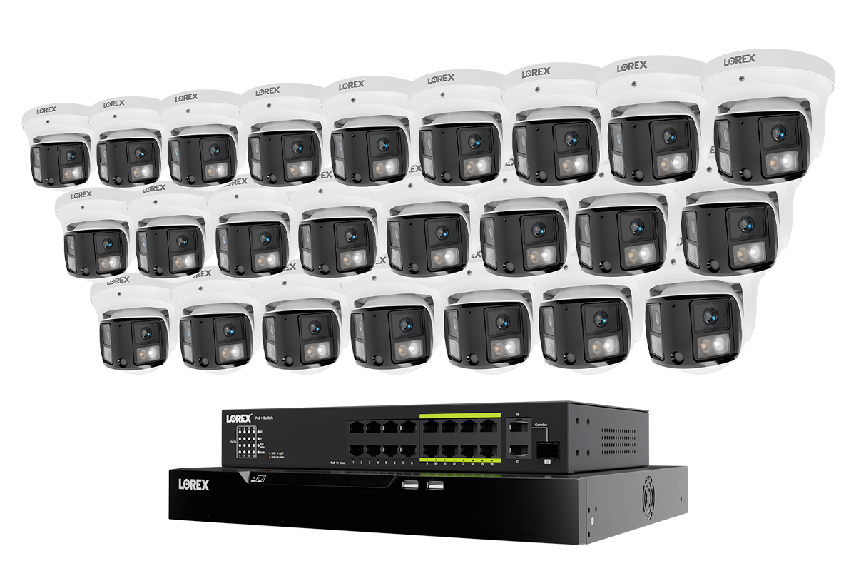 Lorex Connect X Series 4K 32-Channel Wired NVR System with X3 Dual-Lens Turret Camera - 8TB