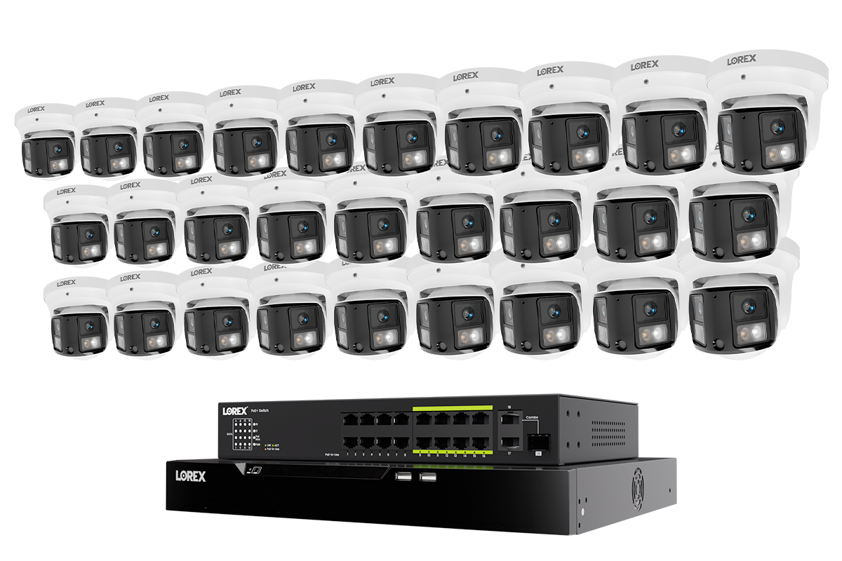 Lorex Connect X Series 4K 32-Channel Wired NVR System with X3 Dual-Lens Turret Camera - 8TB