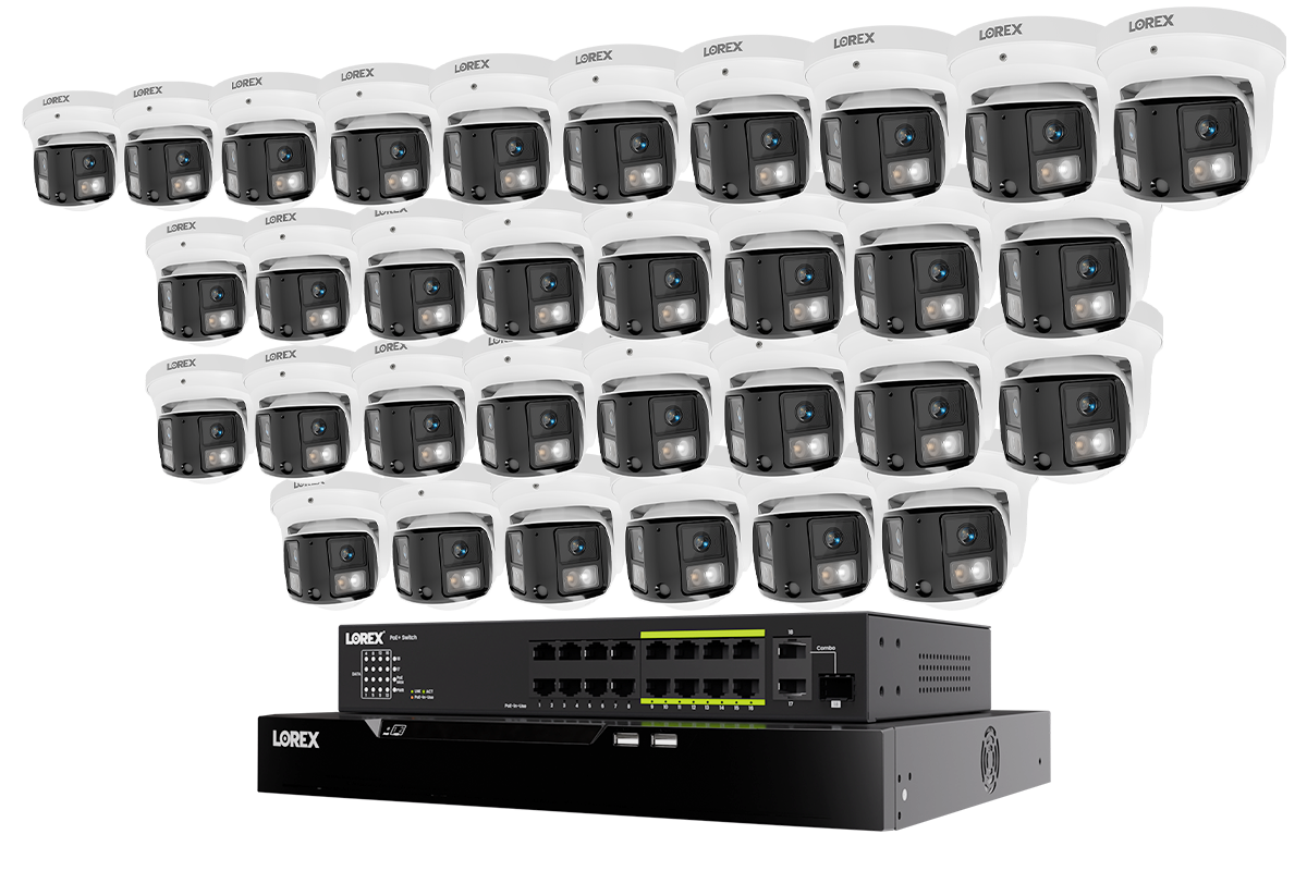Lorex Connect X Series 4K 32-Channel Wired NVR System with X3 Dual-Lens Turret Camera - 8TB