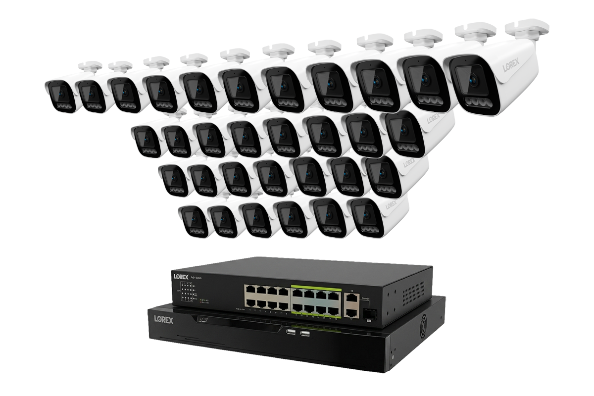 Lorex Connect X Series 4K 32-Channel Wired NVR System with X3 Bullet Security Cameras - 8TB