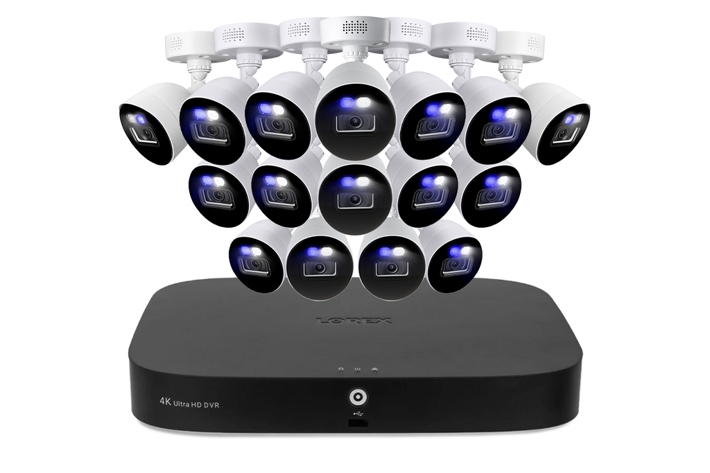 Lorex Classic Fusion 4K 20-Channel (16 Wired + 4 Wi-Fi) 1TB Wired DVR System with Active Deterrence Bullet Cameras