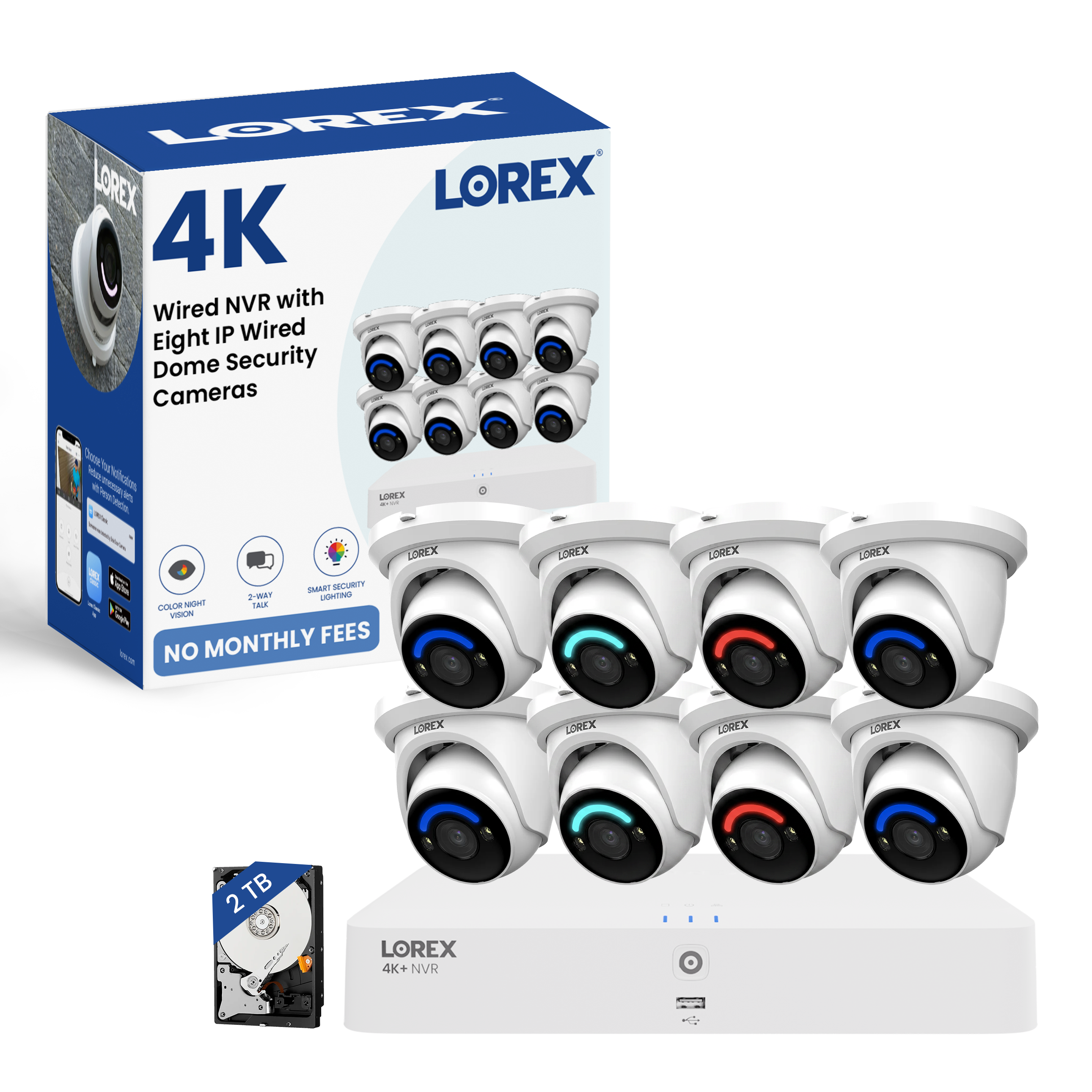 Lorex Classic App | 4K+ 2TB Wired NVR System | 8 4K IP PoE Cameras