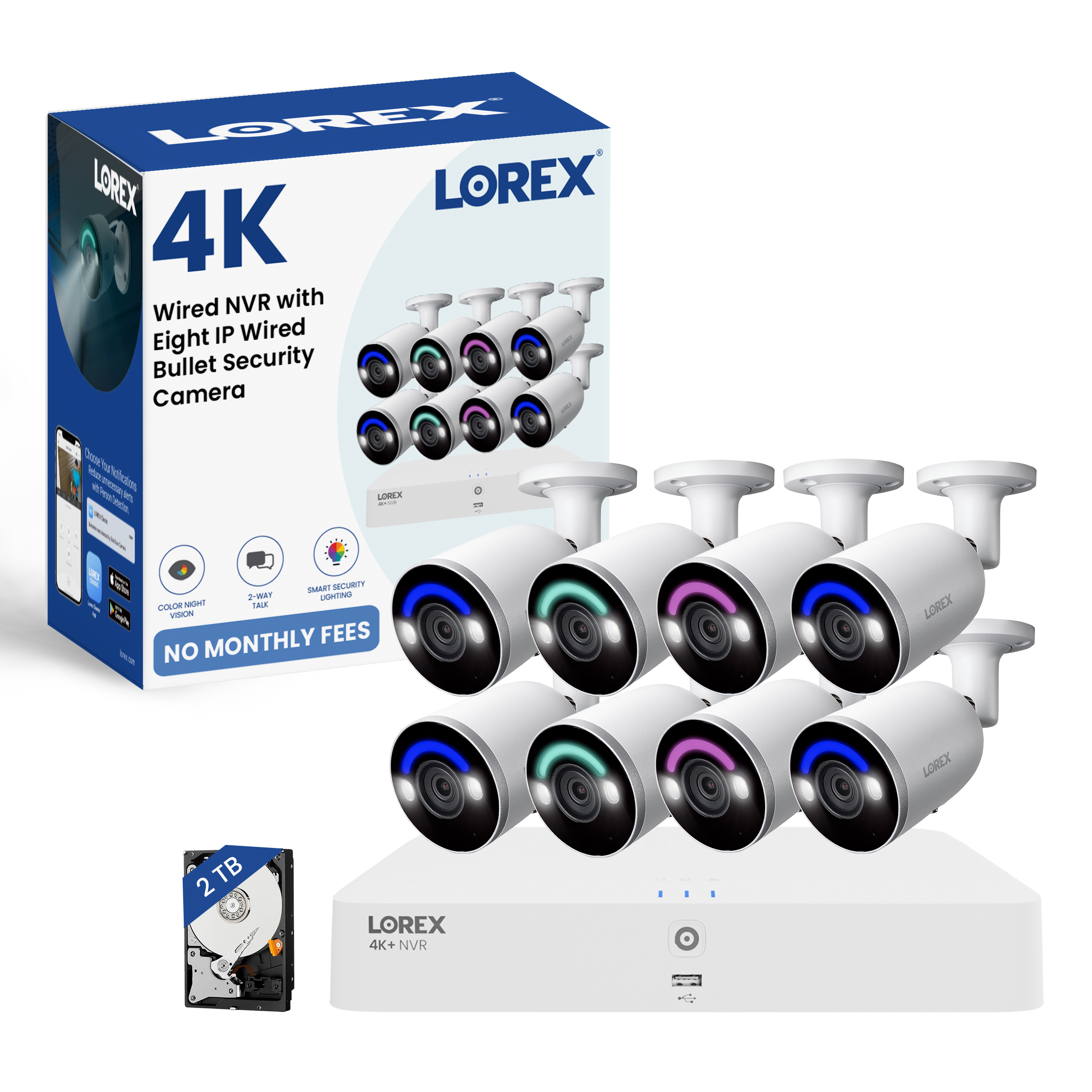 Lorex Classic App | 4K+ 2TB Wired NVR System | 8 4K IP PoE Cameras