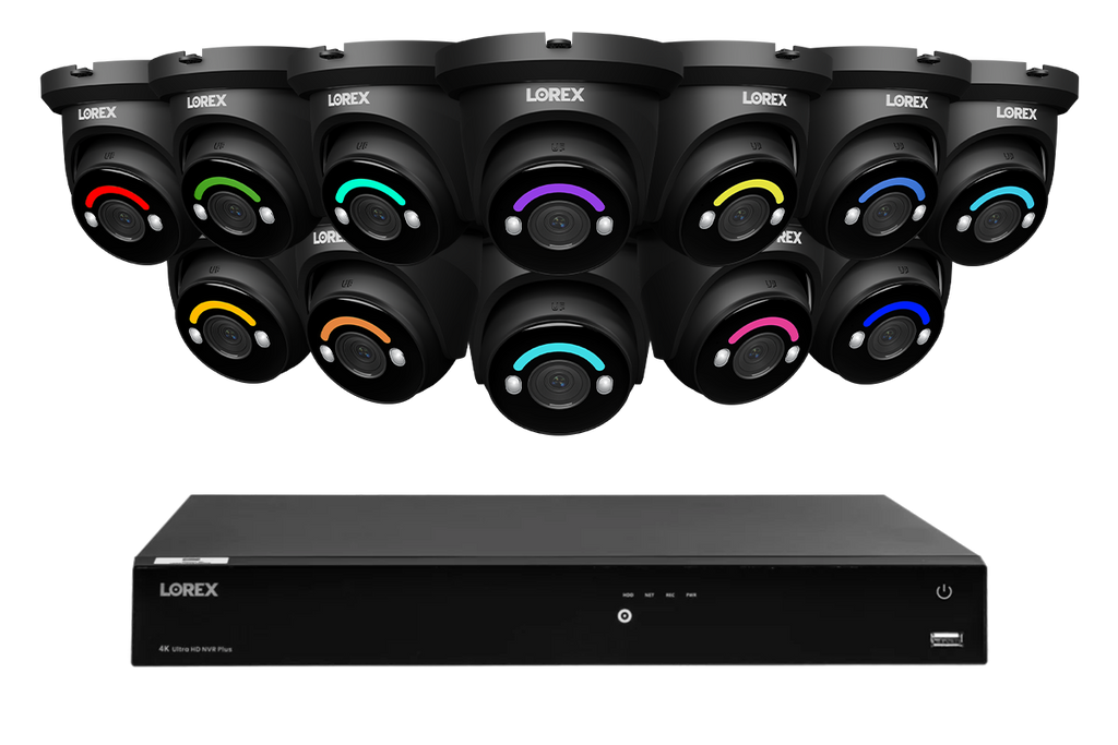 Lorex Fusion Series 4K 16 Camera Capable (Wired or Fusion Wi-Fi) 4TB Wired NVR System with H12 Wired 4K IP Turret Cameras
