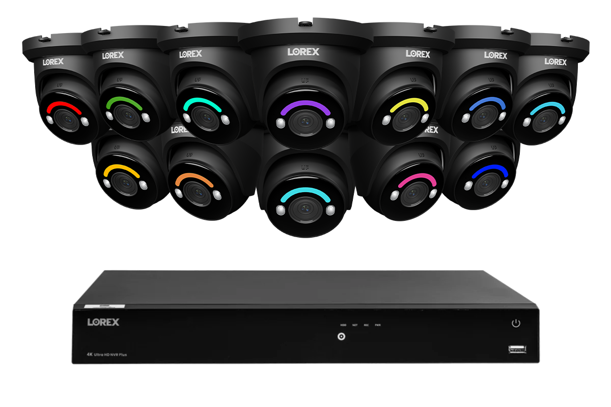 Lorex Fusion Series 4K 16 Camera Capable (Wired or Fusion Wi-Fi) 4TB Wired NVR System with H12 Wired 4K IP Turret Cameras