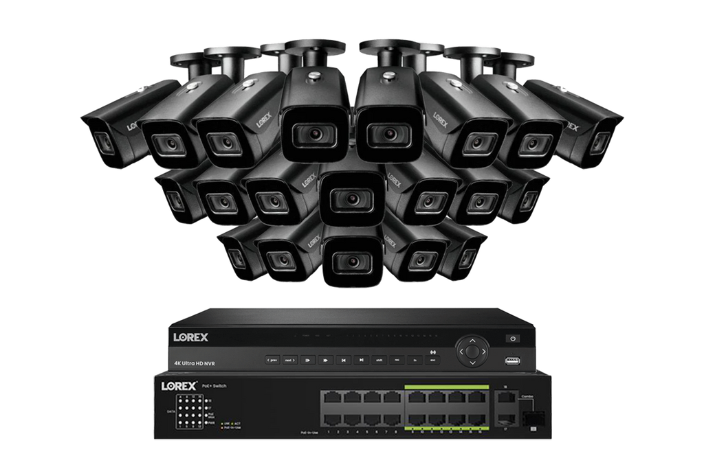 Lorex 4K (32 Camera Capable) 6TB Wired NVR System with Nocturnal 3 Smart IP Bullet Cameras Featuring Listen-In Audio and 30FPS Recording