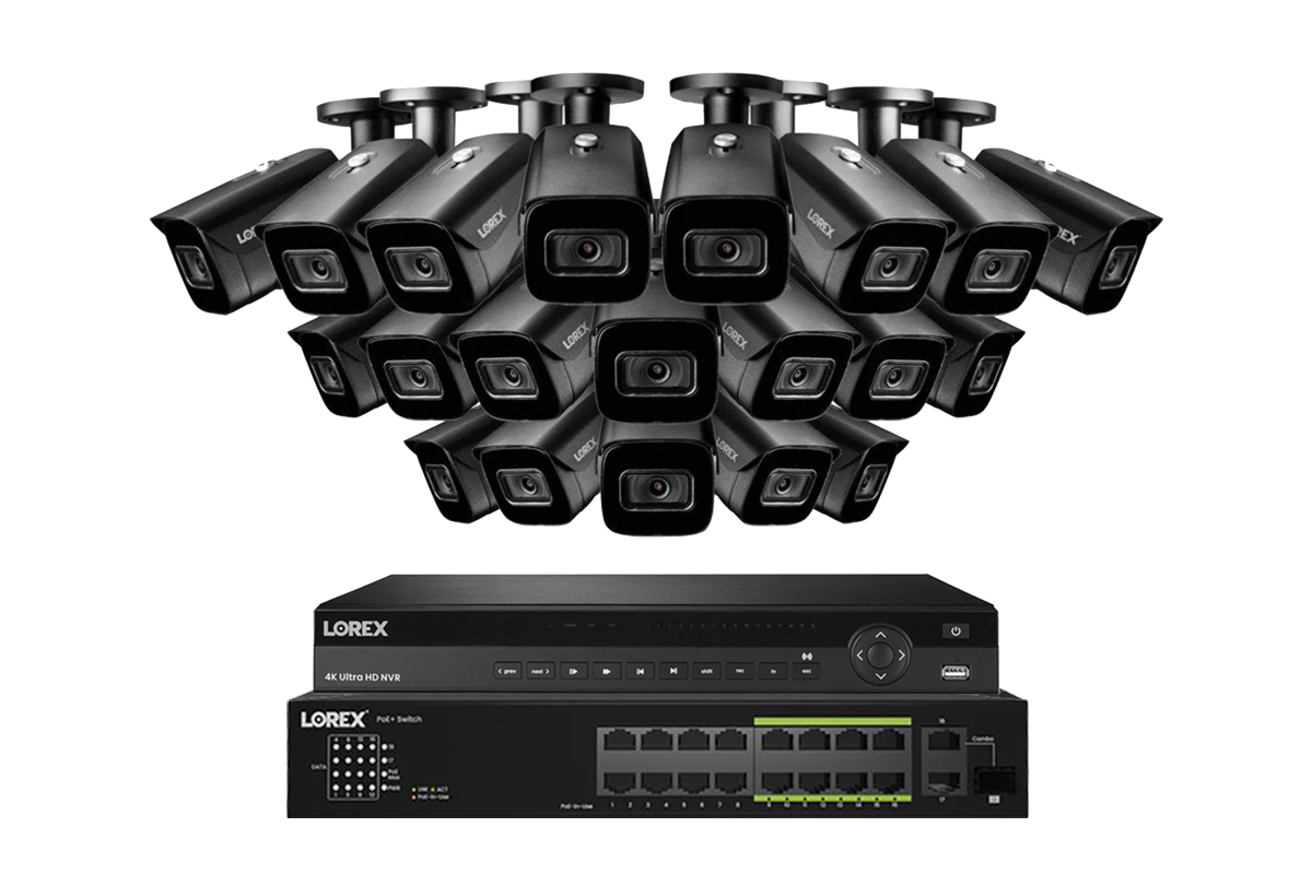 Lorex 4K (32 Camera Capable) 6TB Wired NVR System with Nocturnal 3 Smart IP Bullet Cameras Featuring Listen-In Audio and 30FPS Recording