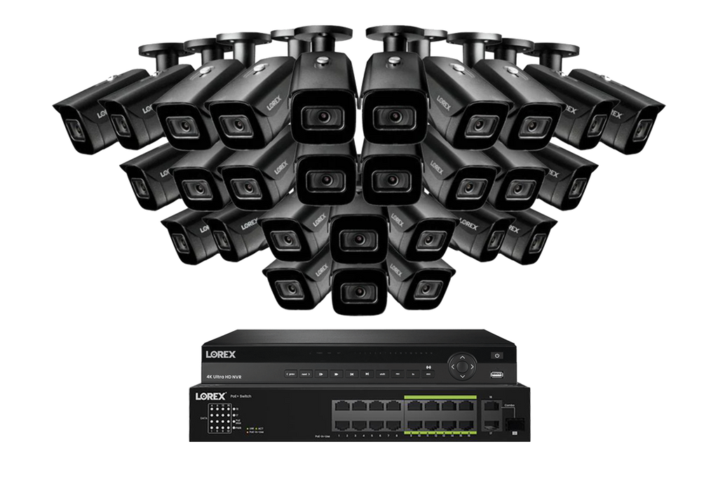 Lorex 4K (32 Camera Capable) 6TB Wired NVR System with Nocturnal 3 Smart IP Bullet Cameras Featuring Listen-In Audio and 30FPS Recording