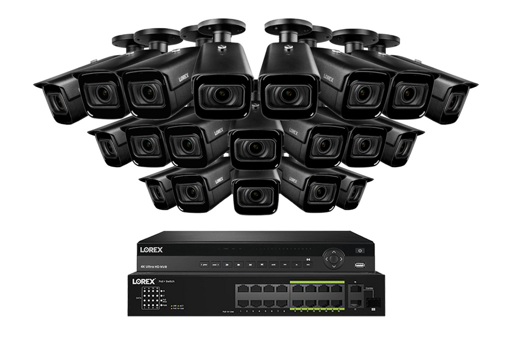 Lorex 4K (32 Camera Capable) 6TB Wired NVR System with Nocturnal 3 Smart IP Bullet Cameras Featuring Motorized Varifocal Lens and 30FPS Recording