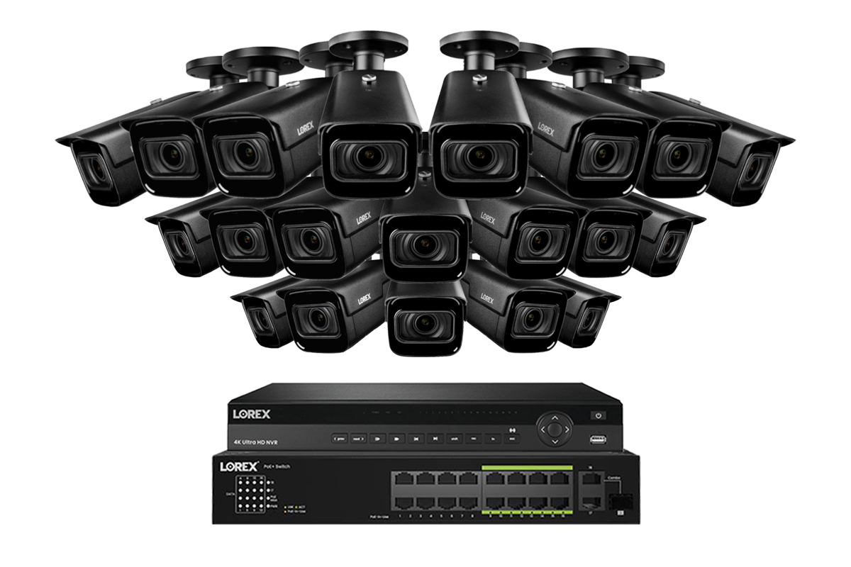 Lorex 4K (32 Camera Capable) 6TB Wired NVR System with Nocturnal 3 Smart IP Bullet Cameras Featuring Motorized Varifocal Lens and 30FPS Recording