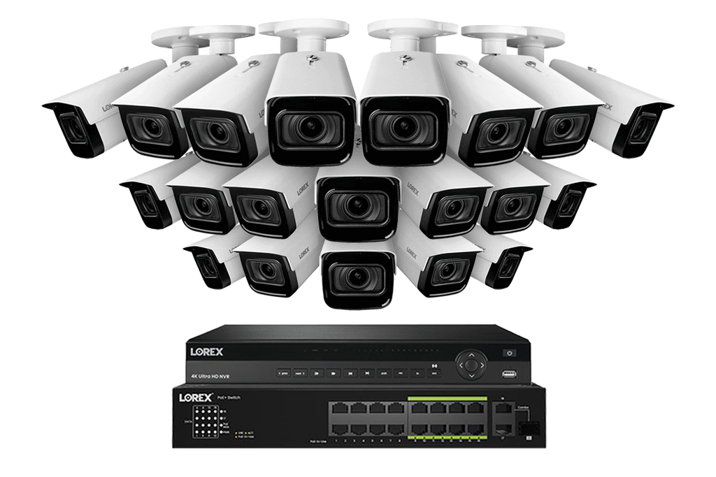 Lorex 4K (32 Camera Capable) 6TB Wired NVR System with Nocturnal 3 Smart IP Bullet Cameras Featuring Motorized Varifocal Lens and 30FPS Recording