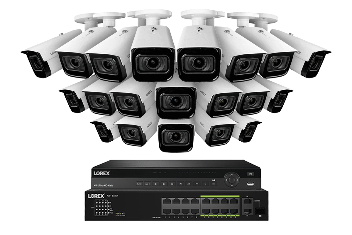 Lorex 4K (32 Camera Capable) 6TB Wired NVR System with Nocturnal 3 Smart IP Bullet Cameras Featuring Motorized Varifocal Lens and 30FPS Recording