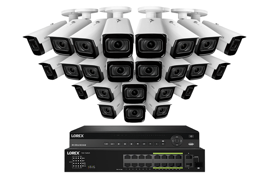 Lorex 4K (32 Camera Capable) 6TB Wired NVR System with Nocturnal 3 Smart IP Bullet Cameras Featuring Motorized Varifocal Lens and 30FPS Recording