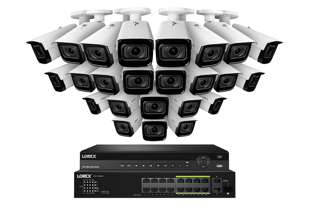 Lorex 4K (32 Camera Capable) 6TB Wired NVR System with Nocturnal 3 Smart IP Bullet Cameras Featuring Motorized Varifocal Lens and 30FPS Recording