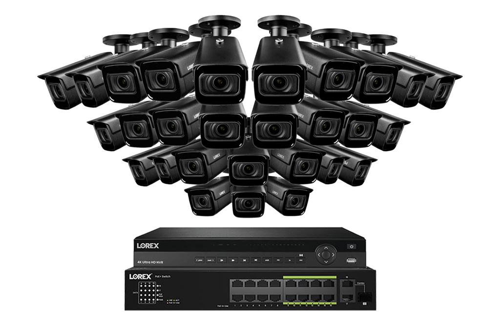 Lorex 4K (32 Camera Capable) 6TB Wired NVR System with Nocturnal 3 Smart IP Bullet Cameras Featuring Motorized Varifocal Lens and 30FPS Recording