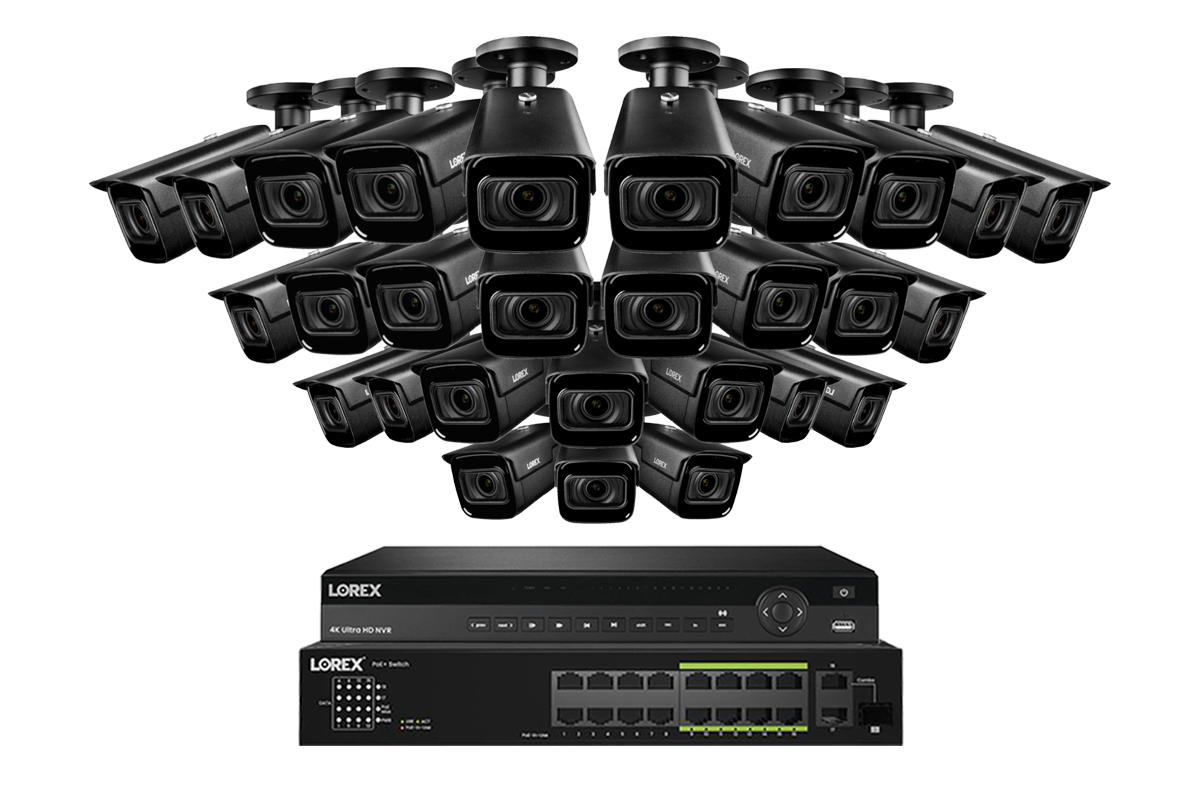 Lorex 4K (32 Camera Capable) 6TB Wired NVR System with Nocturnal 3 Smart IP Bullet Cameras Featuring Motorized Varifocal Lens and 30FPS Recording