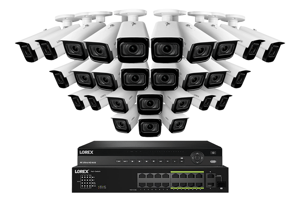 Lorex 4K (32 Camera Capable) 6TB Wired NVR System with Nocturnal 3 Smart IP Bullet Cameras Featuring Motorized Varifocal Lens and 30FPS Recording