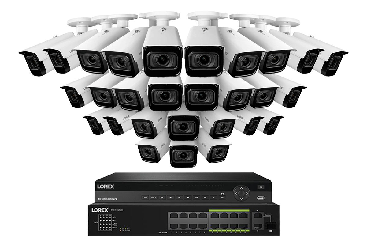 Lorex 4K (32 Camera Capable) 6TB Wired NVR System with Nocturnal 3 Smart IP Bullet Cameras Featuring Motorized Varifocal Lens and 30FPS Recording