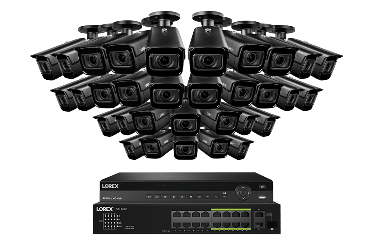Lorex 4K (32 Camera Capable) 6TB Wired NVR System with Nocturnal 3 Smart IP Bullet Cameras Featuring Motorized Varifocal Lens and 30FPS Recording