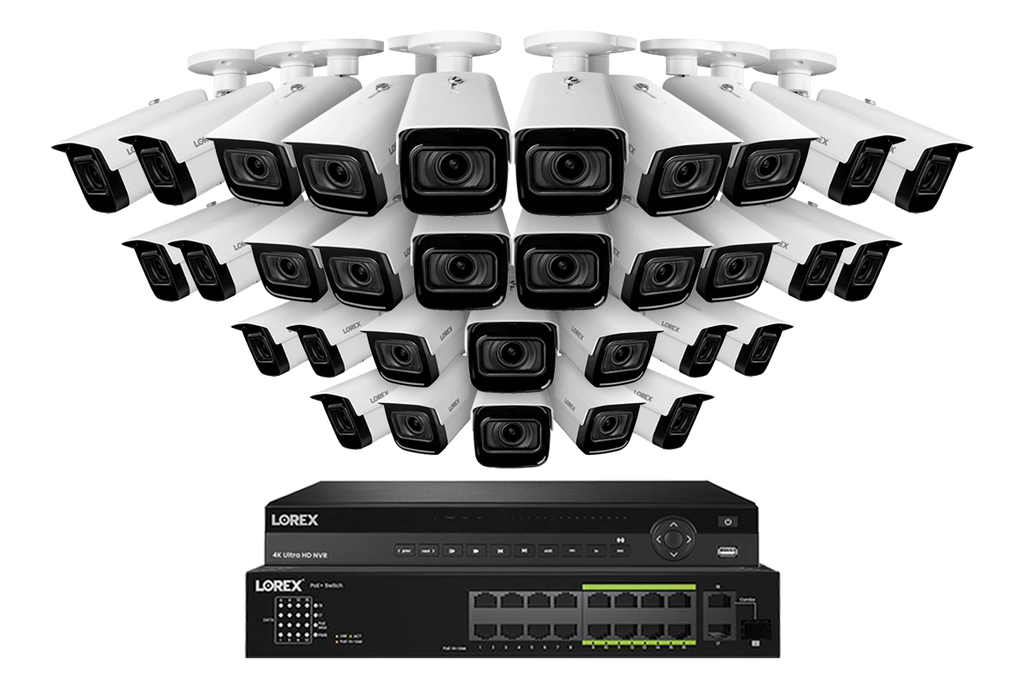 Lorex 4K (32 Camera Capable) 6TB Wired NVR System with Nocturnal 3 Smart IP Bullet Cameras Featuring Motorized Varifocal Lens and 30FPS Recording