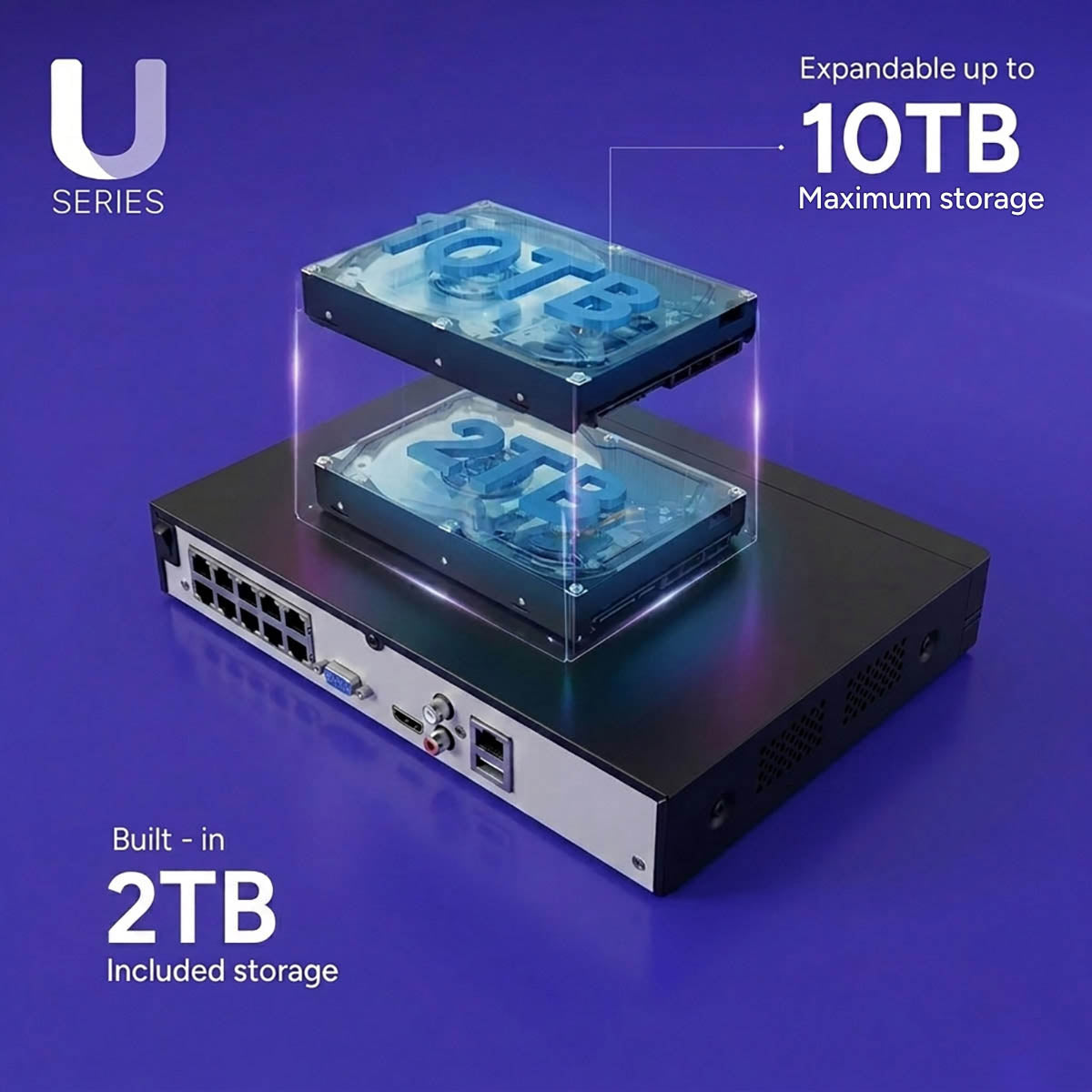 Lorex Connect U Series 4K 8-Channel Wired NVR System with U3 2K+ PoE Turret Cameras - 2TB