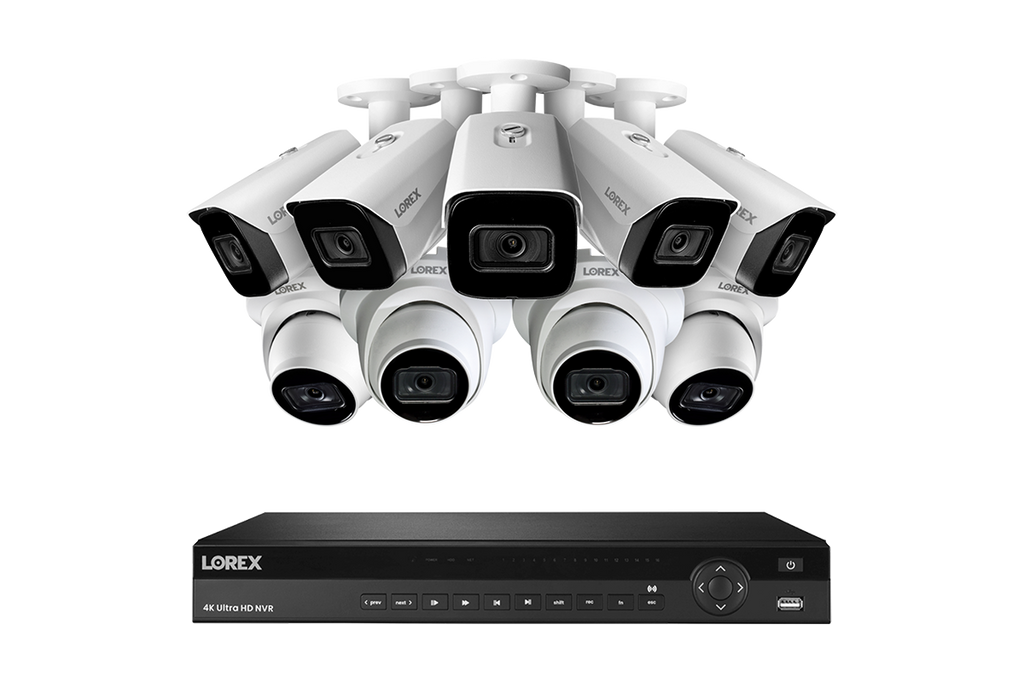 Lorex 4K 4TB Wired NVR System with Five Nocturnal 3 Bullet Cameras and Four Nocturnal 3 Turret Cameras
